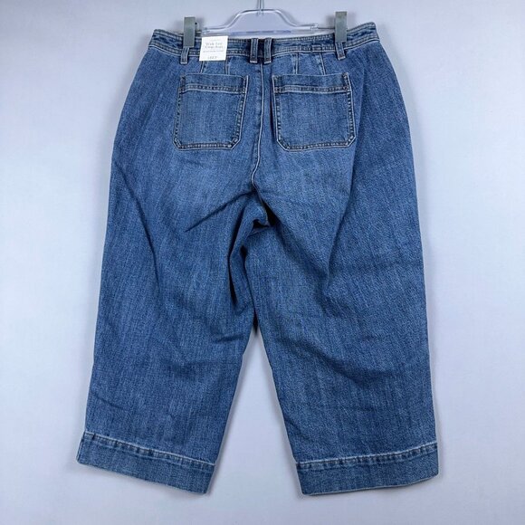 NWT Talbots Wide Leg Crop Jeans Womens Size 14WP High Waist Medium Wash Blue - Picture 2 of 13